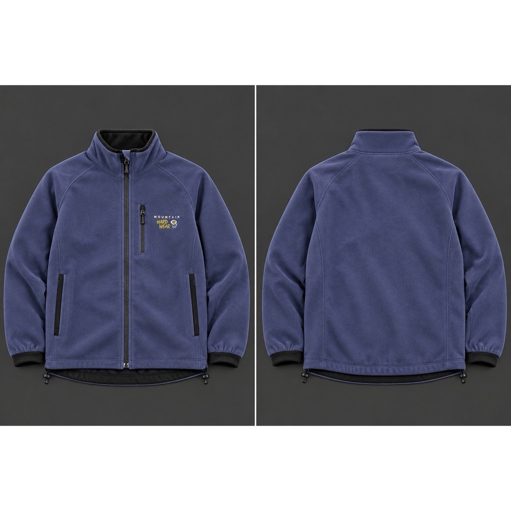 Mountain Hardwear Fleece Jacket Mens small navy blk Full Zip Hiking Outdoor